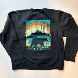 Glacier Park Montana Bear Graphic Sweatshirt - Black Medium